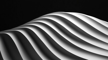 A black and white abstract image of a wave-like pattern.