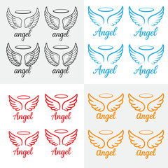 Coat of arms with wings vector illustration emblem floral logo design icon ornament silhouette pattern decor