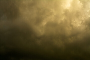 Golden sky, natural phenomena, storms and weather in the rainy season and changes in weather conditions