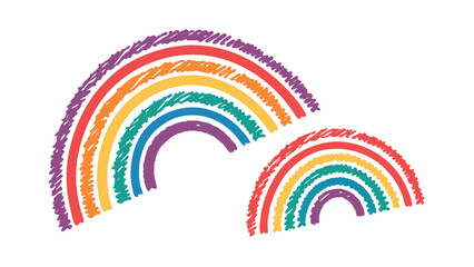 Obraz premium Two Hand Drawn Scribbled Rainbows in Multiple Colors drawing sketch