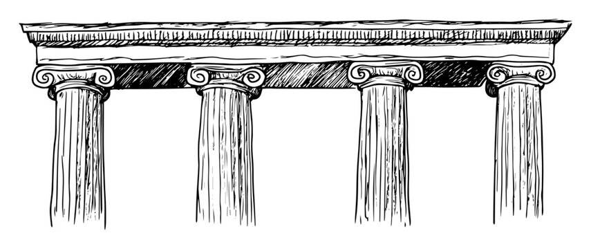 ancient greek ionic columns architectural sketch