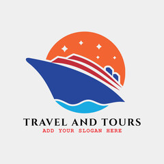 Fototapeta premium summer holidays traveling and tourism agency logo design vector