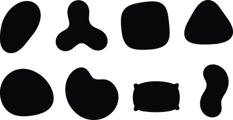 Collection of black abstract shapes on white background for design