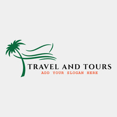 summer holidays traveling and tourism agency logo design vector