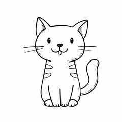 Vintage hand-drawn engraving of a cute cat in ink sketch style, ideal for pet illustrations, animal prints, retro artwork, and decorative designs for posters or packaging.