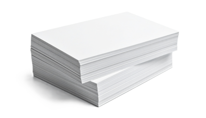 Stack of Crisp White Business Cards with Shadow, Isolated on White Background - Cut Out.