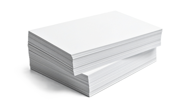 Stack of Crisp White Business Cards with Shadow, Isolated on White Background - Cut Out.