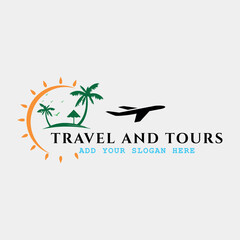 summer holidays traveling and tourism agency logo design vector