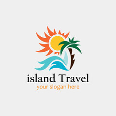 summer holidays traveling and tourism agency logo design vector