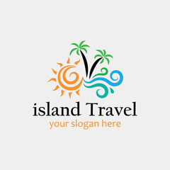 summer holidays traveling and tourism agency logo design vector