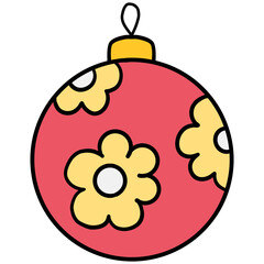 christmas ball Colorful ornament with floral design and a hanging loop.