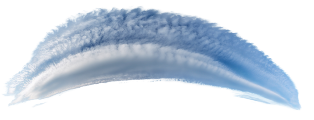 Long roll cloud tube isolated on blue sky.
