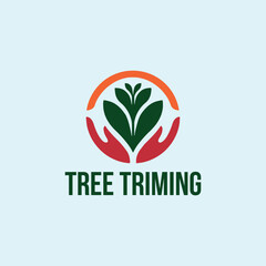 trimming tree logo design vector