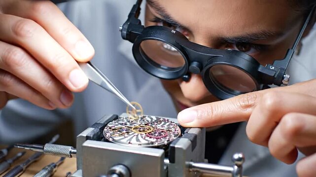 Precision Watchmaking - A Close-Up Look at the Art of Timepiece Assembly.