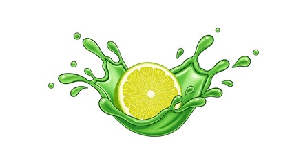 Vibrant lime splashing into delicious green juice for refreshing summer drinks promotion or healthy lifestyle concept art with a burst of citrus flavor
