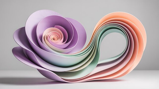 Abstract pastel paper sculpture with swirling layers