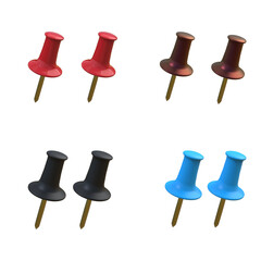 Notice board pins,Collection of colorful push pins on a black background,png