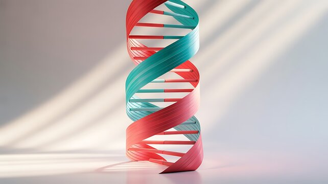 Abstract 3d render of a dna helix structure isolated on white background - Powered by Adobe