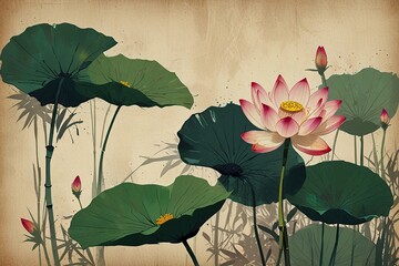 grunge background with flowers