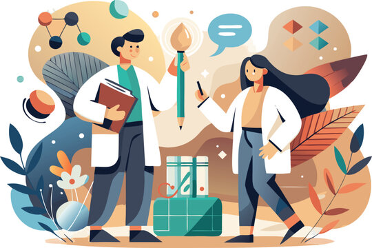 Inspiring medical team collaborating on research and innovation, perfect for healthcare, science, or educational content, capturing teamwork and expertise in a modern setting