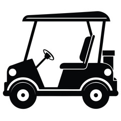 golf cart black and white silhouette on white background