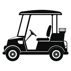 golf cart black and white silhouette on white background
