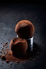 Lone Artisanal Chocolate Truffle on a Table