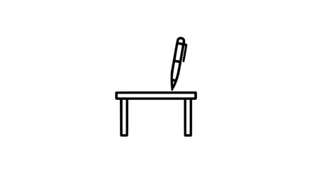 Pen small by desk black white icon