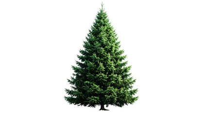 Fototapeta premium Decorated Christmas tree isolated on white background. Ideal festive PNG for holiday cards, seasonal designs, ads, winter décor, and digital creative projects.
