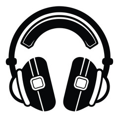 gaming headphone black and white silhouette on white background