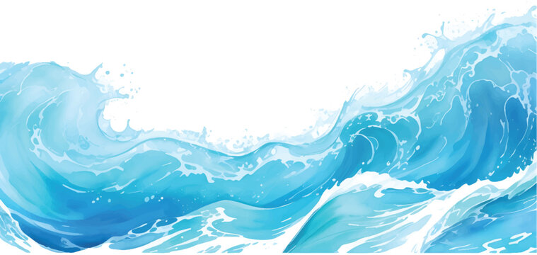 Fresh blue sea water wave background with clear motion and splashing bubbles