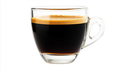 coffee in transparent glass cup isolated on white background