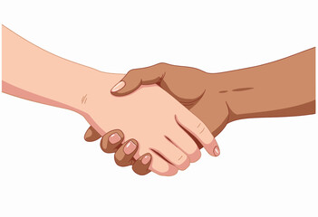 Illustration of a Handshake Between Two Individuals Signifying Agreement, Cooperation, and Friendship Across Cultural or Racial Differences
