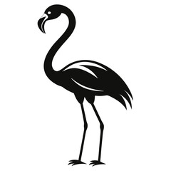 Obraz premium flamingo bird black and white silhouette on white background