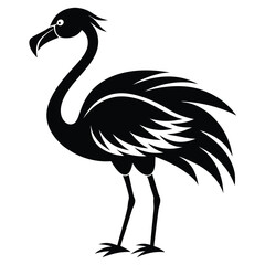 Obraz premium flamingo bird black and white silhouette on white background