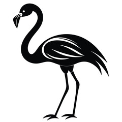 Obraz premium flamingo bird black and white silhouette on white background
