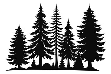 Obraz premium pine tree silhouettes vector