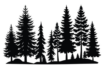 pine tree silhouettes vector