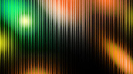 Abstract background with vertical light streaks and bokeh effect in vibrant green orange and dark tones creating a modern visual texture
