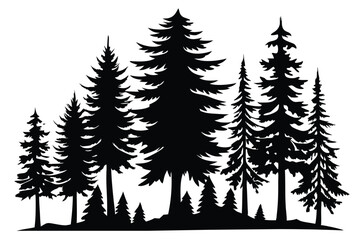 pine tree silhouettes vector