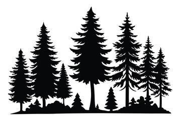 pine tree silhouettes vector