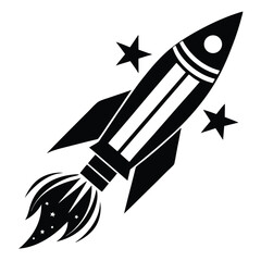 firework rocket black and white silhouette