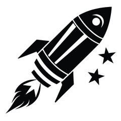 firework rocket black and white silhouette