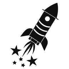 firework rocket black and white silhouette