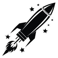 firework rocket black and white silhouette