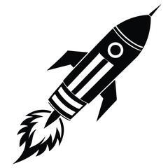 firework rocket black and white silhouette