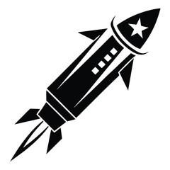 firework rocket black and white silhouette