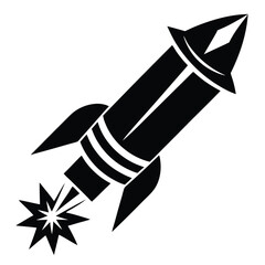 firework rocket black and white silhouette