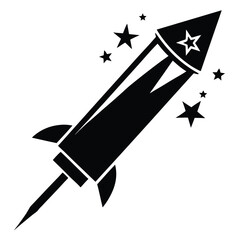 firework rocket black and white silhouette