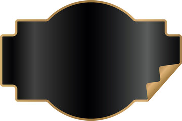 Black Label Frame with a Gold Border and a Curled Edge